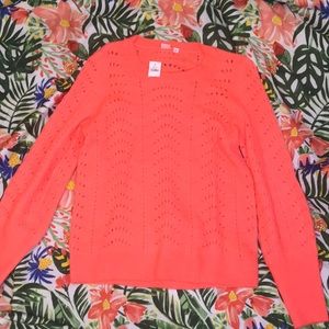 Neon pink scoop neck sweater